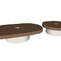 Modern Coffee Table With Textured Wooden Top And White Cylindrical Base
