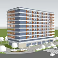 Modern Residential Multi Story Building With Balconies Greenery And Urban View