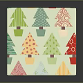 Festive Decorative Ornament Set With Colorful Christmas Tree Gift Box And Snowflake Patterns