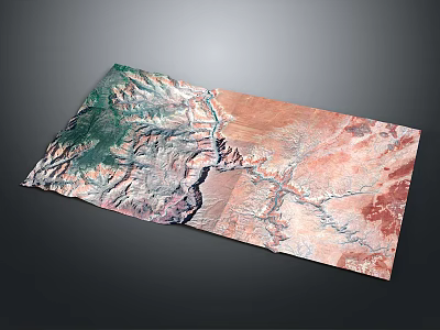 Detailed 3D Terrain Topographic Model With Mountain Ranges River Systems And Vegetation Areas 3d model