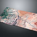 Detailed 3D Terrain Topographic Model With Mountain Ranges River Systems And Vegetation Areas