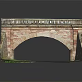 Stone Arch Bridge Model With Brick Railings Grass Covered Road And Detailed Design