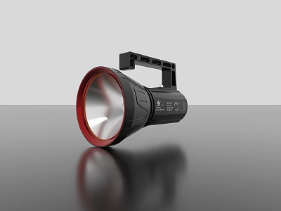 Rechargeable Flashlight Black and Red Design with Ergonomic Handle Grip Portable Household Appliance 3d model