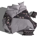 Double Bed With Floral Patterned Duvet And Decorative Pillows In Cozy Setup