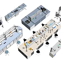 Modern Scientific Laboratory Workstations With Various Equipment And Seating Setup 3d model