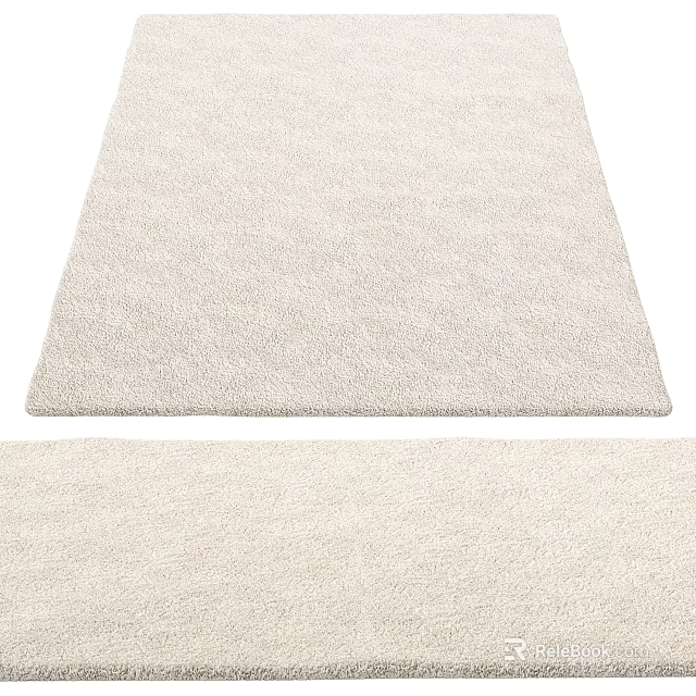 Square Area Rug Light Beige Plush Textured Soft Comfortable Home Decor Floor Mat 3d model 
