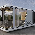 Modern Container Building Interior With Bedroom Design Large Windows And Green View