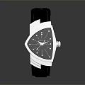Elegant Modern Watch With Black Leather Strap Silver Case And Transparent Dial 3d model