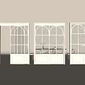 White Sliding Doors with Arched Grid Panels for Modern Interior Design 3d model