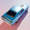 Classic Blue Muscle Car With Sleek Body Lines And Sporty Hood Scoop Design