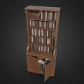 Wooden Bookcase Furniture With Multiple Shelves And Cabinet Door Storage For Books