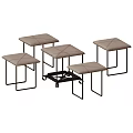 Stackable Leather Stools With Black Metal Frame And Rolling Storage Rack 3d model