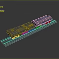Detailed 3D Rendered Train With Multiple Carriages On Railway Track Modern Design And Gray Background