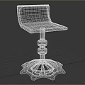 Modern Black Bar Stool With Adjustable Height And Silver Metal Petal Shaped Base