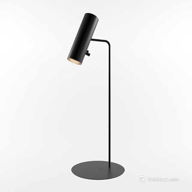 Modern Black Table Lamp With Adjustable Head Metal Stand And Round Base 3d model