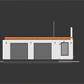 Cartoon Scene Modern Residential Floor Plan With Garage Car Open Layout Orange Accents Gray Pavement