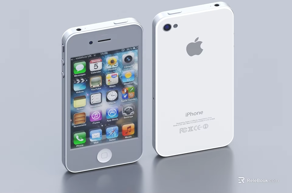 Apple iPhone Smartphone Front Screen With App Icons And Back Cover Apple Logo Design 3d model 