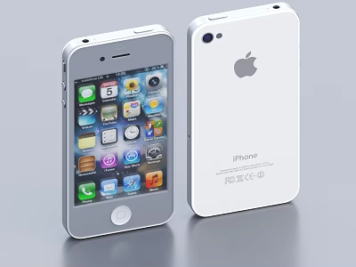 Apple iPhone Smartphone Front Screen With App Icons And Back Cover Apple Logo Design 3d model