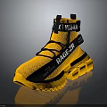 Yellow High Top Sneakers With Black Straps Dynamic RAGE-ZR MILBAR Branding And Chunky Sole Design