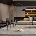 Modern Living Room Interior Design With L Shaped Sofa Bookshelves And Pendant Lights