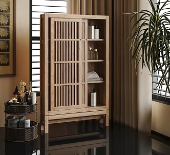 Modern Locker Middle Ancient New Chinese Style Locker Solid Wooden Cabinet Decorative Cabinet Bookcase Bauhaus Storage Rack 3d model