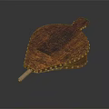 Leaf Shaped Wooden Decorative Container With Metal Studs And Handle