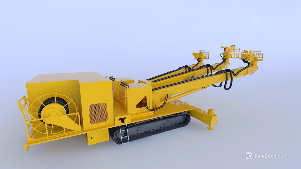 Yellow Crawler Functional Vehicle With Extended Mechanical Arms For Engineering Tasks 3d model