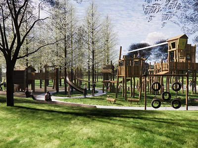 Modern children's play area 3d model