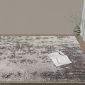 Fluffy Gray And White Square Carpet With Newspaper Vase And Green Plant Nearby