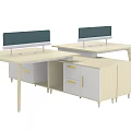 Modular Office Workstation Desk With Privacy Screens Computer Monitors And Drawer Cabinets 3d model
