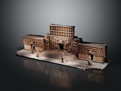Ancient Architecture Model With Carved Decorations Multi Level Structure And Figure Models 3d model