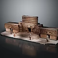 Ancient Architecture Model With Carved Decorations Multi Level Structure And Figure Models 3d model