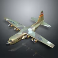 Tan Green Military Transport Airplane Model Number 2400 White Dots On Wings Tail Emblem