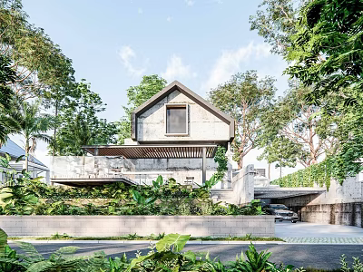 Modern Detached Villa With Lush Greenery And Contemporary Architectural Design 3d model