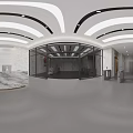 Modern Corporate Office Reception Design With Luxury Marble Counter And Custom Brand Logo On Wall