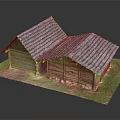Traditional Wooden Building Featuring Sloped Tile Roofs Connected Sections And Natural Wood Walls