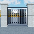 Iron gate effect drawing community door effect drawing 3d model