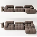 Modern Brown Fabric Sectional Sofa With Modular Design And Side Table 3d model