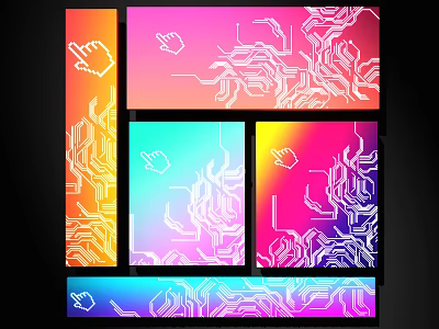 Tech Inspired Line Pattern Design With Gradient Colors And Finger Icons 3d model