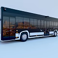 Modern Black and White Bus with Large Windows and Sleek Exterior Design