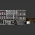 Detailed Architectural Building Model With Red Brown White Buildings Storefronts And Windows