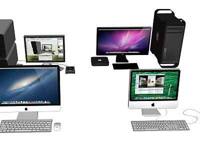 Modern Desktop Computers Featuring Monitors Towers Keyboards Mice And Various Screen Displays 3d model