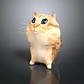 Cute Standing Cartoon Cat Game Movie Character With Big Eyes Light Brown White Fur