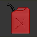 Red Plastic Fuel Canister With Black Nozzle And Handle For Home Use