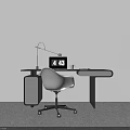 Modern Desk With Minimalist Design Lamp Laptop And Office Chair In Contemporary Workspace