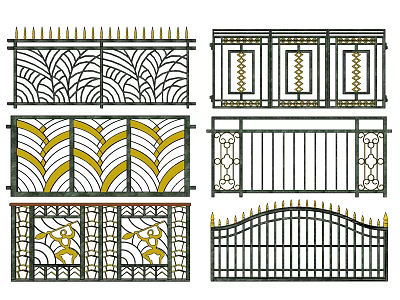 Decorative Fence Designs With Ornate Patterns Spiked Tops And Geometric Details 3d model