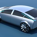 Silver Futuristic Car With Streamlined Body Blue LED Stripes And Large Alloy Wheels