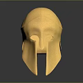 Ancient Golden Spartan Weapon Helmet With Shiny Surface On Dark Background