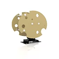 Beige Circular Building Blocks With Holes And Black Base Structure 3d model