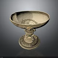 Elegant Classical Pedestal Bowl With Intricate Carvings And Ornamental Base For Home Table Decor